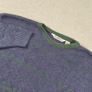 Vintage Daniel Henry Sweater Mens Large Green Purple Geometric Knit Crewneck 90s